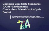 Common Core State Standards (CCSS) Mathematics Curriculum Materials Analysis Project
