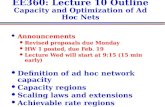 EE360: Lecture 10 Outline Capacity  and Optimization of  Ad Hoc Nets