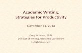 Academic Writing: Strategies for Productivity November 11, 2013