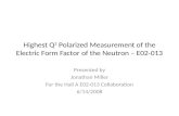 Highest Q 2  Polarized Measurement of the Electric Form Factor of the Neutron – E02-013