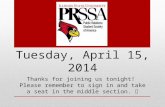 PRSSA  Tuesday, April 15, 2014