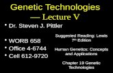 Genetic Technologies  — Lecture V