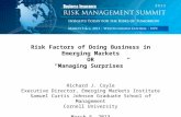 Risk Factors of Doing Business in Emerging Markets OR “Managing Surprises” Richard J. Coyle