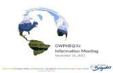 GWPHB@IU Information Meeting November 16, 2011