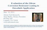 Evaluation of  the Aliron  Corrosion Resistant Coating in Downhole Application