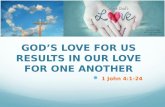 GOD’S LOVE FOR US RESULTS IN OUR LOVE FOR ONE ANOTHER