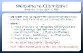 Welcome to Chemistry! with Mrs. Guirguis Rm. 405
