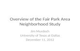 Overview of the Fair Park Area Neighborhood Study