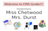 Introductions: Miss  Chetwood Mrs. Durst