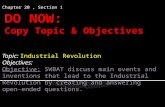 DO NOW:  Copy Topic & Objectives