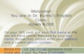Instructor:  Dr. Burns Course:  English 1, N208