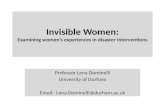 Invisible Women: Examining women’s experiences in disaster interventions