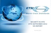 Security in MTS 19th September 2012 SIG Report