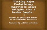 “Testing  Major Evolutionary Hypotheses  about  Religion  with a  Random Sample.”