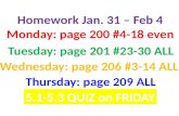 Homework  Jan. 31 – Feb 4