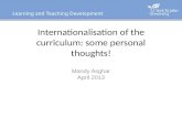 Internationalisation of the curriculum: some personal thoughts!