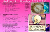 Bellwork: Monday 5/21/2012