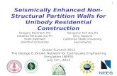 Seismically Enhanced Non-Structural Partition Walls for Unibody Residential Construction