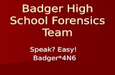 Badger High School Forensics Team