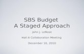 SBS Budget  A Staged Approach
