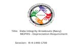 Title:  Data Integrity Breakouts (Navy)            MEPRS - Depreciation Requirement