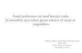 Food preference in land hermit crabs ( Coenobita  sp.) when given choice of meat or vegetables