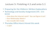 Lecture 5:  Finishing  4.3  and onto  5.1