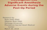 Investigation into Significant Anesthesia Adverse Events during the Post-Op Period