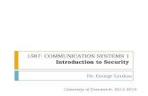 1587: COMMUNICATION SYSTEMS 1 Introduction to Security