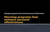 Planning programs that enhance personal effectiveness