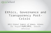Ethics , Governance and Transparency Post-Crisis  2012  Global Summit of Women, Athens 1 June 2012
