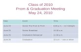 Class of 2010 Prom & Graduation Meeting May 24, 2010