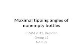 Maximal tipping angles of nonempty bottles