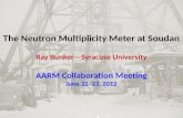 The Neutron Multiplicity Meter at Soudan Ray Bunker—Syracuse University AARM Collaboration Meeting