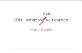 SDN : What  W e ’ve  Learned
