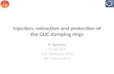 Injection, extraction and protection of the CLIC damping rings