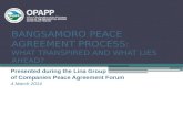 BANGSAMORO PEACE AGREEMENT PROCESS :  WHAT TRANSPIRED AND WHAT LIES AHEAD?