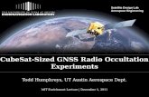 CubeSat -Sized GNSS Radio Occultation Experiments
