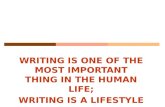 WRITING IS ONE OF THE MOST IMPORTANT THING IN THE HUMAN LIFE; WRITING IS A LIFESTYLE