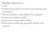 Weekly Objectives~ TLW: understand school and classroom policies and procedures