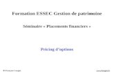 Formation ESSEC Gestion de patrimoine Séminaire « Placements financiers » Pricing d’options