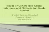 Issues  of Generalized Causal Inference and Methods for Single Studies