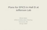 Plans for EPICS in Hall D at Jefferson Lab
