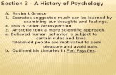 Section 3 – A History of Psychology A.  Ancient Greece
