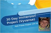 30 Day Immersion Project ( Vyvanse )