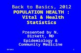 Back to Basics,  2012 POPULATION HEALTH : Vital & Health Statistics