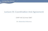 Lecture IX: Coordination And Agreement