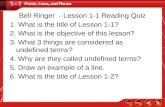 Bell Ringer  - Lesson 1-1 Reading Quiz 1. What is the title of Lesson 1-1?