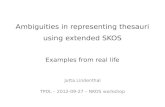 Ambiguities  in representing thesauri using extended  SKOS Examples from  real  life