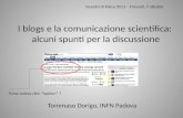 I blogs e la comunicazione scientifica:  alcuni spunti per la discussione